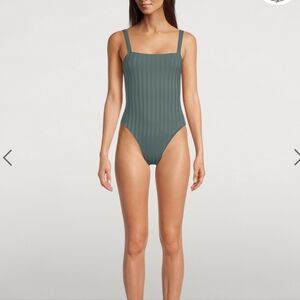 VITAMIN A I NWT S Leah Square Neck One Piece Swimsuit in Sage Green